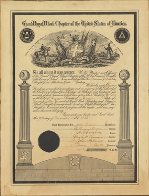 Dispensation issued by the Grand Royal Black Chapter of United States of America to Thomas J. Prestley, 1938 November 10