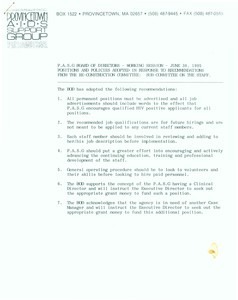 Provincetown AIDS Support Group Board of Directors Recommendations for Re-Construction 1995