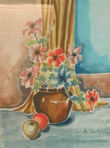 "Untitled (Flowers in vase and fruit)" A. Blake