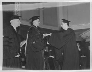 Paul L. Smith receives his Bachelor of Laws at the 1937 Suffolk University commencement