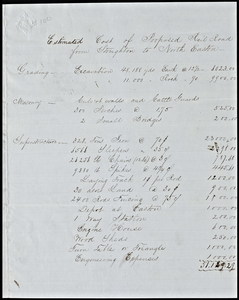 Estimate of cost of railroad from North Easton to Stoughton