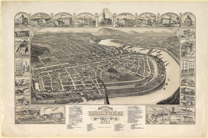 Bird's eye view of the city of Holyoke: and village of South Hadley Falls, Mass., looking north