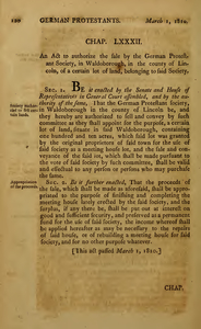 1809 Chap. 0083. An Act To Authorize The Sale By The German Protestant Society, In Waldoborough, In The County Of Lincoln, Of A Certain Lot Of Land, Belonging To Said Society.