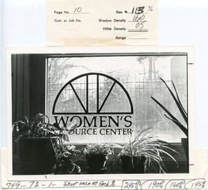 McElroy Commons interior: Women's Resource Center window