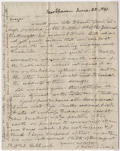 Benjamin Silliman and Benjamin Silliman, Jr. letter to Edward Hitchcock, 1841 June 28