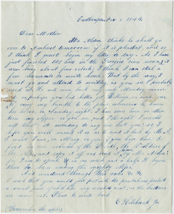 Edward Hitchcock, Jr. letter to Orra White Hitchcock, 1844 November 1