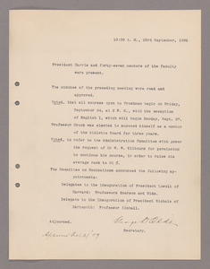 Amherst College faculty meeting minutes 1909/1910