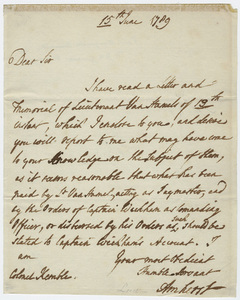 Jeffery Amherst letter to Colonel Kemble, 1789 June 15