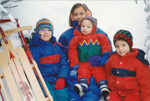 4 kids bundled in snow!