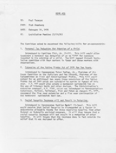 Legislative Meeting (2/20/1975) Memo #33