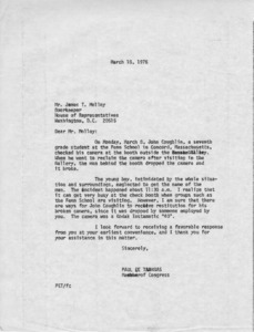 Letter to Mr. James T. Molloy from Paul E. Tsongas