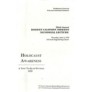 Robert Salomon Morton Memorial Lecture program, 1995.