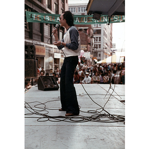 Speaker at the August Moon Festival in Chinatown