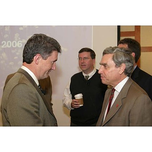 Bob Davis and Richard Freeland converse at the Training Future Innovators Entrepreneurs Panel