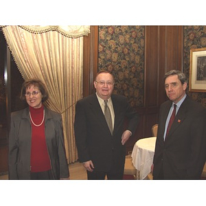 Trudy and Barry Karger with President Richard Freeland, right, at gala dinner honoring John Hatsopoulos