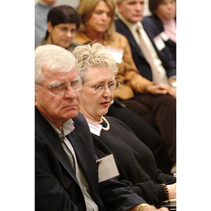 Mary Margaret Baker, '72, (front row, second from the left) and other guests at the NU Today cancer research panel