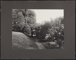 View of the garden of Sevenels, Augustus Lowell House, 70 Heath Street and Warren Street, Brookline, Mass., undated