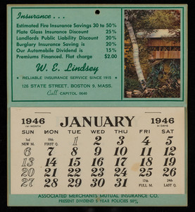 Calendar for Associated Merchants Mutual Insurance Co., location unknown, 1946