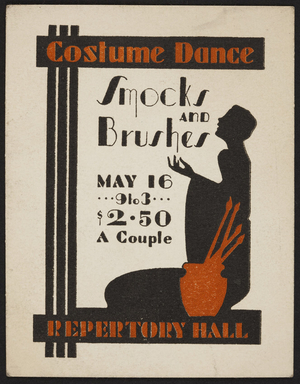 Advertising card for Smocks and Brushes costume dance, Repertory Hall, location unknown, undated