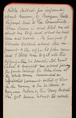 Thomas Lincoln Casey Notebook, February 1890-April 1890, 97, Kibbe called for information