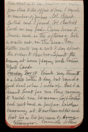 Thomas Lincoln Casey Notebook, October 1891-December 1891, 48, then went in to see [illegble]