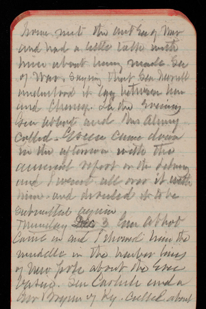 Thomas Lincoln Casey Notebook, October 1891-December 1891, 67, home met the Asst Sec of War