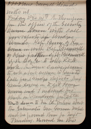 Thomas Lincoln Casey Notebook, November 1894-March 1895, 042, + Lt and Mrs Sewell dined with us