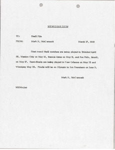 Memorandum from Mark H. McCormack concerning the Shell file