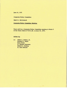 Memorandum from Mark H. McCormack to corporate policy committee