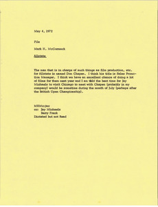 Memorandum from Mark H. McCormack to Allstate file