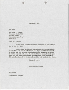 Letter from Mark H. McCormack to Peter F. Lockie