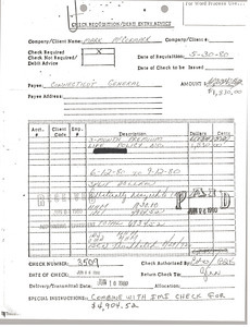 Check Requisition form from Mark H. McCormack to Connecticut General Life Insurance Company