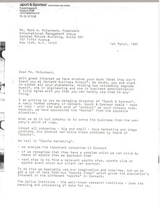 Letter from Jorgen Pedersen to Mark H. McCormack