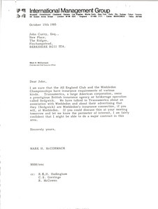 Letter from Mark H. McCormack to John Curry