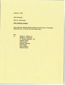 Memorandum from Mark H. McCormack to golf committee