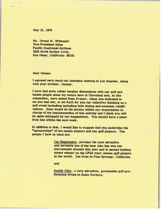 Letter from Mark H. McCormack to Dwane M. Wittmayer