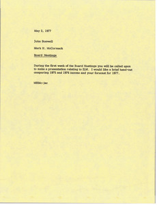 Memorandum from Mark H. McCormack to John Boswell