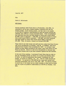 Memorandum from Mark H. McCormack to file