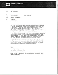 Memorandum from Laurie Roggenburk to Peggy O'Toole