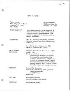 Peter M. Hilton resume