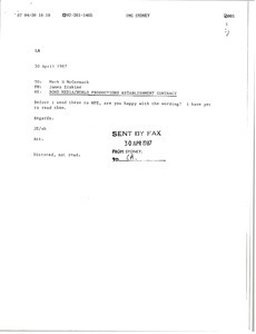 Fax from James Erskine to Mark H. McCormack