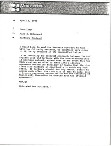 Memorandum from Mark H. McCormack to John Oney