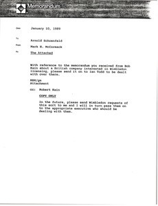 Memorandum from Mark H. McCormack to Arnold Schoenfeld