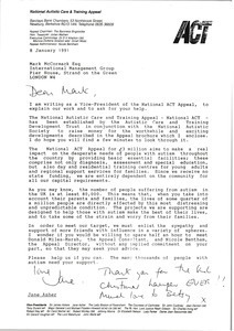 Letter from Jane Asher to Mark H. McCormack