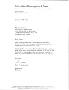 Letter from Mark H. McCormack to Marvin Bush