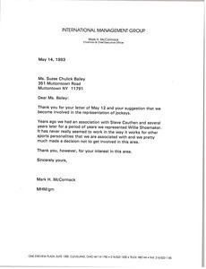 Letter from Mark H. McCormack to Suzee Chulick Bailey