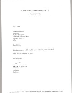 Letter from Mark H. McCormack to Christie Hefner