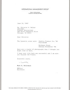 Letter from Mark H. McCormack to Christie A. Hefner