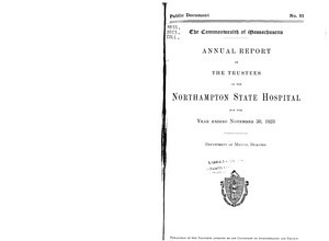 Annual Report of the Trustees of the Northampton State Hospital, for the year ending November 30, 1923. Public Document no. 21