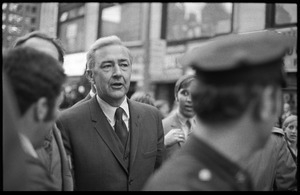 Eugene McCarthy walking through the crowd during the Vietnam Moratorium activities